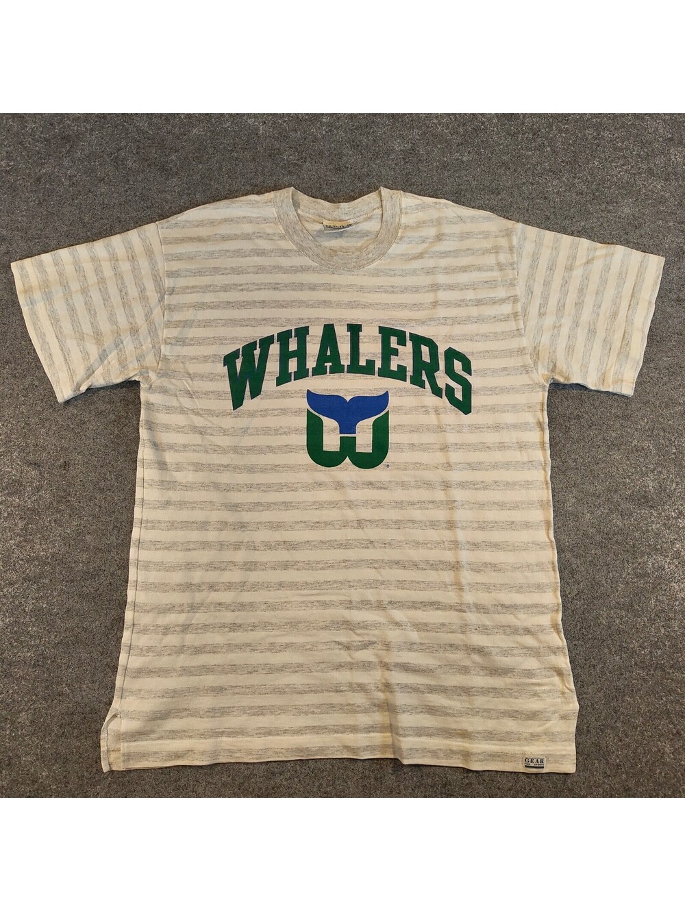 Vintage Gear for Sports Hartford Whalers Striped T-Shirt Men's Size L Oversized